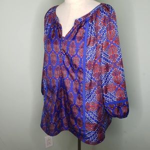 V-Neck Long Sleeve Blouse